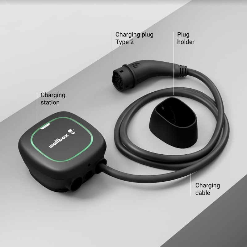 Wallbox Pulsar Max: 7.4kW Smart EV Charger Wi-Fi Bluetooth Enabled 7M Type 2 - EV Car Charger