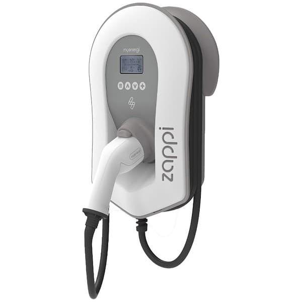 MYENERGI Zappi Eco-Smart 2.1 EV Charger Multiphase 7kW / 22KW WIFI/Ethernet Tamperproof Tethered (White) - EV Car Charger
