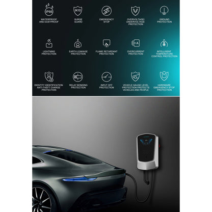 Q6 Type2 wall charger unit 7KW Single Phase 5M Tethered cable - EV Car Charger