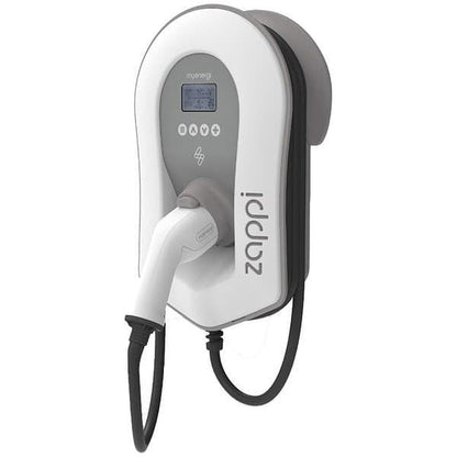 MYENERGI Zappi Eco-Smart 2.1 EV Charger Multiphase 7kW / 22KW WIFI/Ethernet Tamperproof Tethered (White) - EV Car Charger